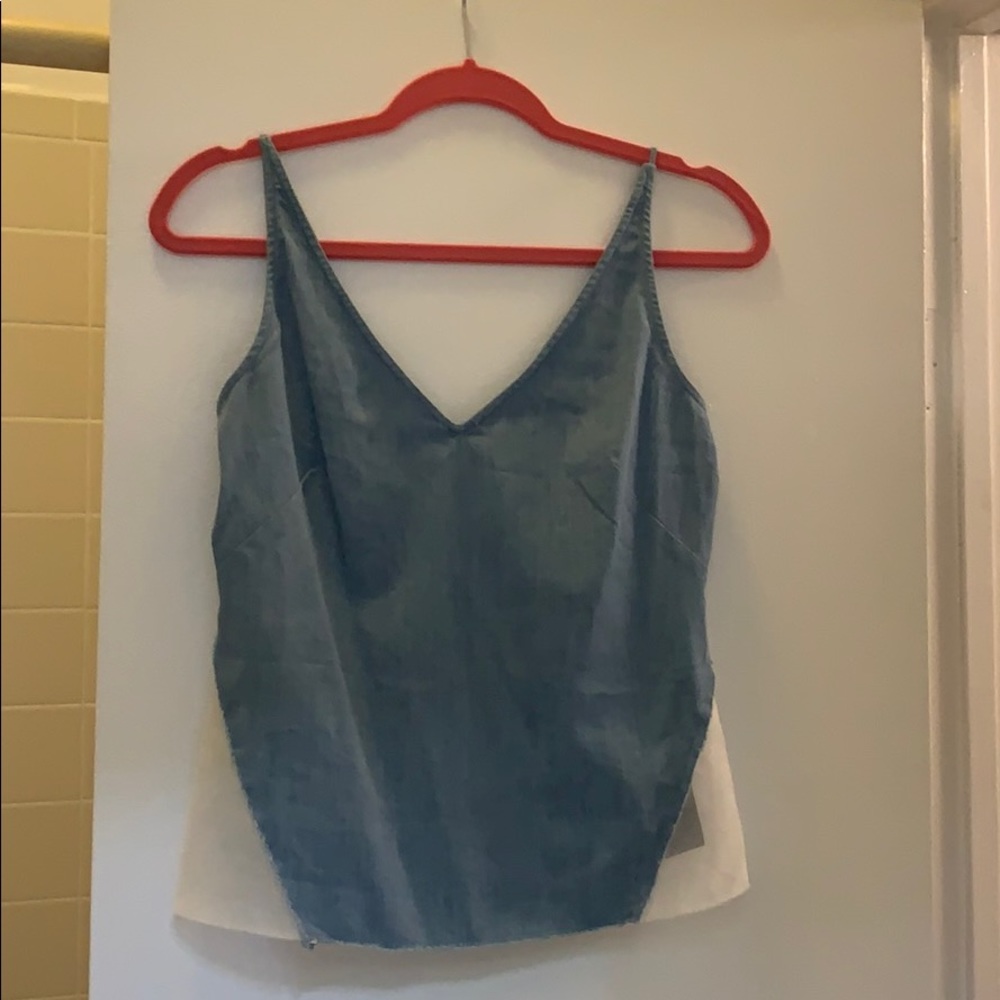Jbrand cotten blend chambray and organza camisole